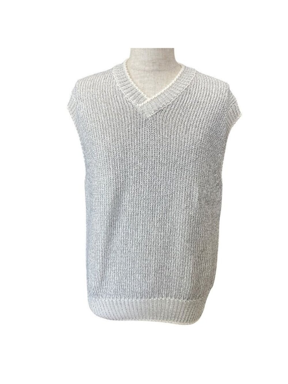 Hermes V-neck Knit Vest Cotton White Fine Daily Practical